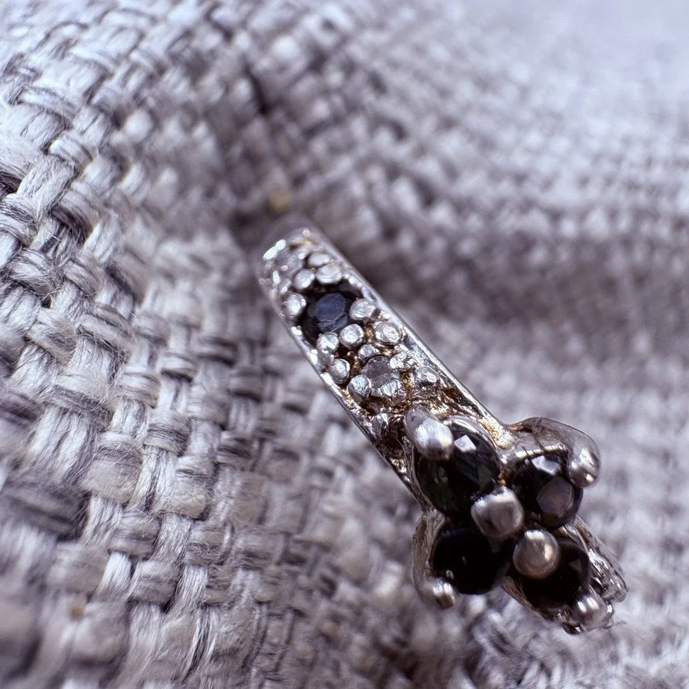 Sterling Silver 925‎ Blue Sapphire CZ Stone Floral Cross Band Ring Size 7 US